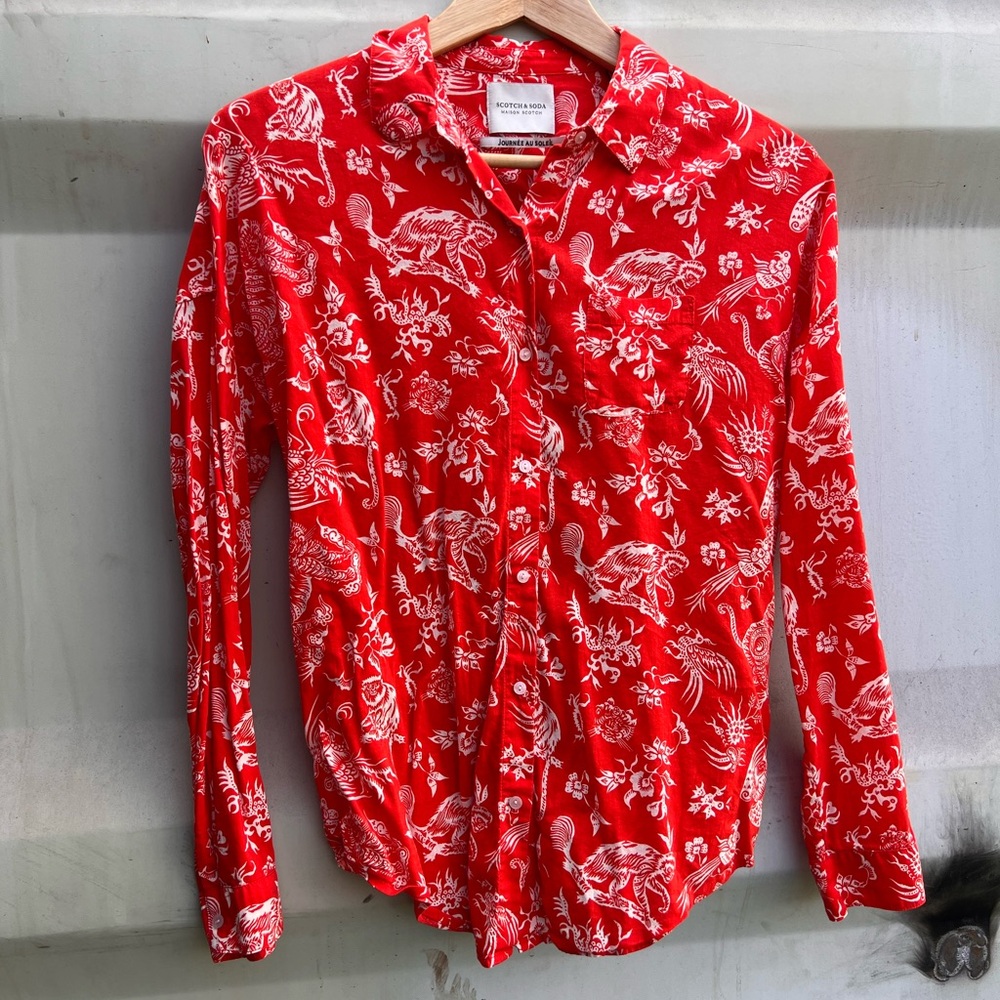 Scotch and Soda red button up shirt